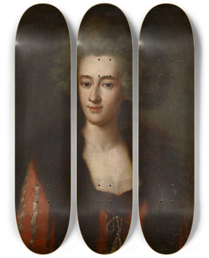 Triptych art skateboard deck of Josef Georg Von Edlinger Portrait Of A Lady by Josef Georg Von Edlinger (1741-1819)