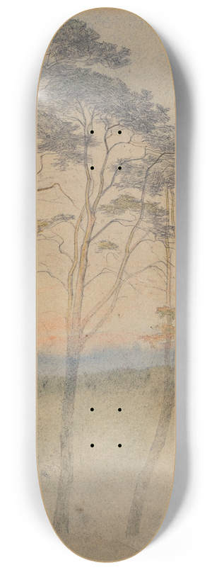 Ernst Ferdinand Oehme - Pines in a Morning Fog 8.25 inch art skate deck