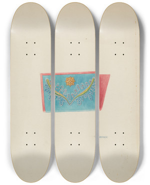 Triptych art skateboard deck of Ruth Buker Needle Case_2 by Ruth Buker