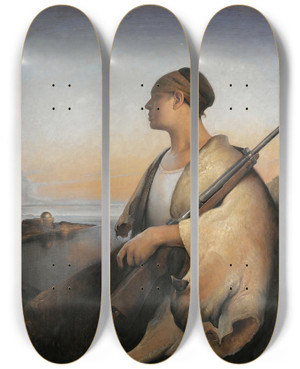 Triptych art skateboard deck of Odd Nerdrum The Memory Hall by Odd Nerdrum (1944)