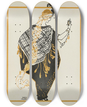 Triptych art skateboard deck of Garcia Calderon Gazette Du Bon Ton Art Modes Frivolits Artists by Garcia Calderon