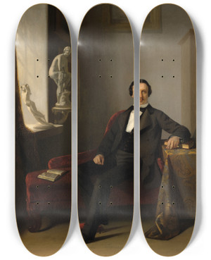Triptych art skateboard deck of Johann Georg Schwartze Abraham Willet 18251888 by Johann Georg Schwartze (1814-1874)