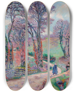 Triptych art skateboard deck of Armand Guillaumin Paysage De La Creuse_3 by Armand Guillaumin (1841-1927)