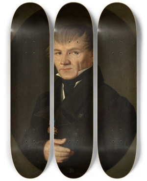 Triptych art skateboard deck of Jan Sikorski Portrait Of A Man Dr Werner by Jan Sikorski (1805-1887)