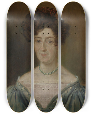 Triptych art skateboard deck of Matthias Stoltenberg Portrait Of Benedicte Dorthea Thaulow by Matthias Stoltenberg (1799-1871)
