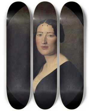 Triptych art skateboard deck of Ferdinand Georg Waldmller Portrait De Madame Josef Bayer by Ferdinand Georg Waldmuller (1793-1865)