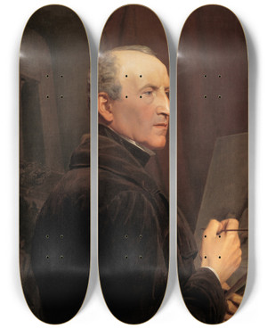 Triptych art skateboard deck of Ferdinand Georg Waldmller Selbstportrt Vor Der Staffelei by Ferdinand Georg Waldmuller (1793-1865)