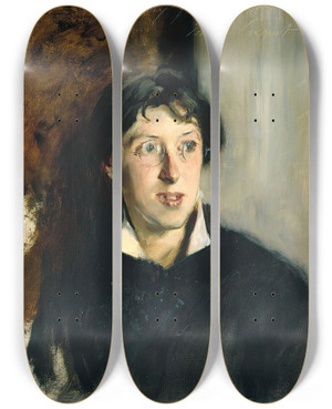 Triptych art skateboard deck of John Singer Sargent Portrait Of Vernon Lee 18561935 by John Singer Sargent (1856-1925)