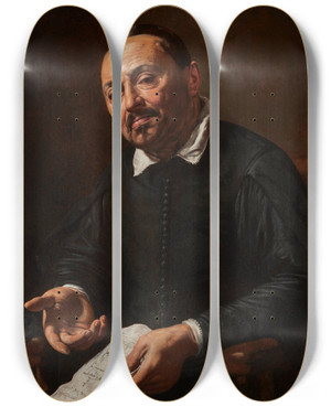 Triptych art skateboard deck of Valentin De Boulogne Rafaello Menicucci by Valentin De Boulogne (1594-1632)