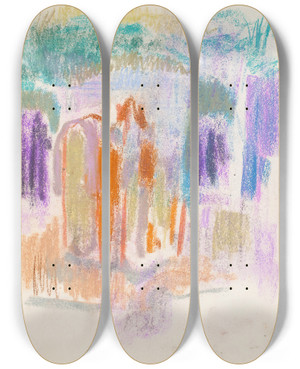 Triptych art skateboard deck of Magnus Enckell Luonnos_4 by Magnus Enckell (1870-1925)