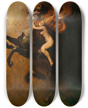 Triptych art skateboard deck of Wadysaw Podkowiski Frenzy by Wladyslaw Podkowinski (1866-1895)