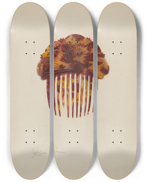 Triptych art skateboard deck of Cora Parker Comb by Cora Parker