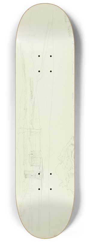 Ernst Fries - Oben rmische Campagna mit Brckengebude, unten Blick von der Grotte der Egeria zum Grabmal der Cecilia Metella an der Via Appia 8.25 inch art skate deck
