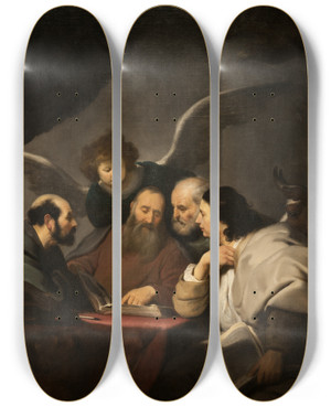 Triptych art skateboard deck of Jacob Adriaensz Backer The Four Evangelists by Jacob Adriaensz Backer (1609-1651)