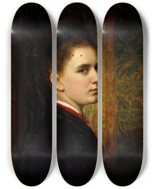 Triptych art skateboard deck of George Peter Alexander Healy Portrait Of Maria Healy The Artists Daughter by George Peter Alexander Healy (1813-1894)