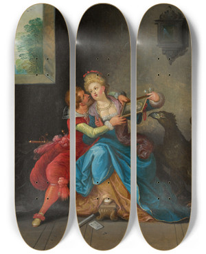 Triptych art skateboard deck of Frans Francken The Younger The Face by Frans Francken the Younger (1581-1642)
