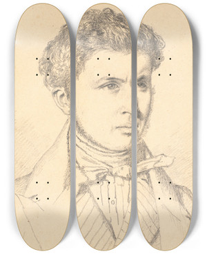 Triptych art skateboard deck of Christen Kbke Portrt Af Kunstnerens Bror Hpnkbke 181239 by Christen Kobke (1810-1848)