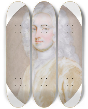 Triptych art skateboard deck of Christian Friedrich Zincke Hon George Berkeley by Christian Friedrich Zincke (1683-1767)