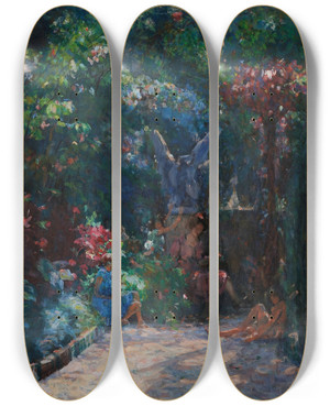 Triptych art skateboard deck of Eliseu Visconti Lio No Meu Jardim by Eliseu Visconti (1866-1944)