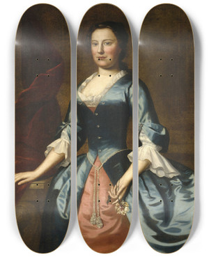 Triptych art skateboard deck of Robert Feke Portrait Of Mrs Samuel Mccall Sr_1 by Robert Feke (1707-1752)