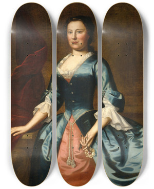 Triptych art skateboard deck of Robert Feke Portrait Of Mrs Samuel Mccall Sr_2 by Robert Feke (1707-1752)