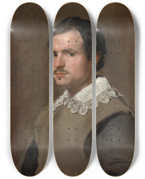 Triptych art skateboard deck of Follower Of Diego Velzquez Portrait Of A Young Man by Follower Of Diego Velazquez (1599-1660)