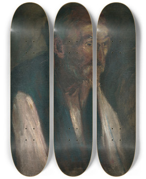 Triptych art skateboard deck of Gejza Kukn Starec by Gejza Kukan