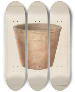 Triptych art skateboard deck of Annie B Johnston Stoneware Flower Pot_1 by Annie B Johnston (20-)