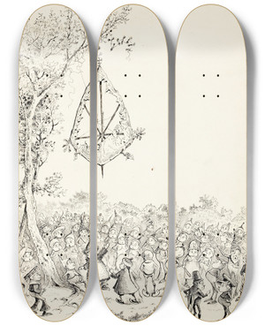 Triptych art skateboard deck of Palmer Cox Brownies Book Illustration by Palmer Cox (1840-1924)