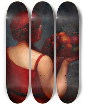 Triptych art skateboard deck of Ngel Zrraga Basket Of Plenty by ngel Zrraga (1886-1946)