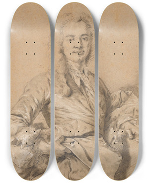 Triptych art skateboard deck of Louis Tocqu Portrait Of An Artist by Louis Tocque (1696-1772) Triptych art skateboard deck of Louis Tocqu Portrait Of An Artist by Louis Tocque (1696-1772)