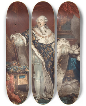 Triptych art skateboard deck of Philibertlouis Debucourt Louis Seize by Philibert-Louis Debucourt (1755-1832)