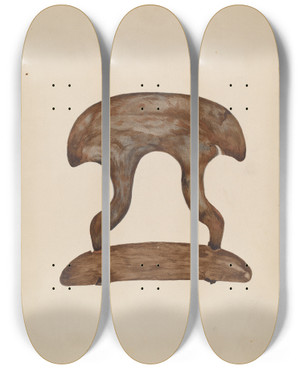 Triptych art skateboard deck of Della Button Butter Molder by Della Button