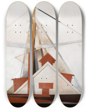 Triptych art skateboard deck of Charles Demuth Masts by Charles Demuth (1883-1935)