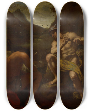 Triptych art skateboard deck of Venetian School Mercury And Argus by Venetian School
