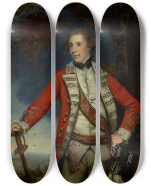 Triptych art skateboard deck of Sir Joshua Reynolds Captain Arthur Blake by Sir Joshua Reynolds (1723-1792)