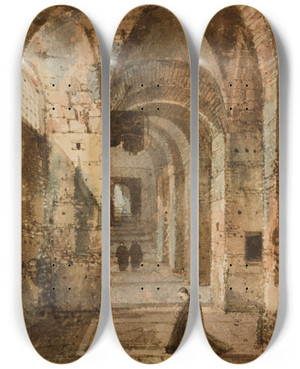 Triptych art skateboard deck of Franoismarius Granet Ermite Agenouill Sous Des Votes by Franois-Marius Granet (1775-1849)