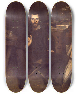 Triptych art skateboard deck of William Anderson Coffin Kenyon Cox by William Anderson Coffin (1855-1925)