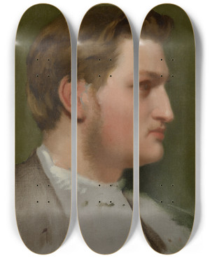 Triptych art skateboard deck of Edgar Degas Portrait Of Paul Valpinon by Edgar Degas (1834-1917)