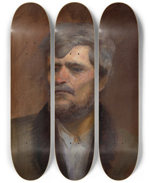 Triptych art skateboard deck of Ladislav Mednynszky Character Head Study Of A Man by Ladislav Mednyanszky (1852-1919) Triptych art skateboard deck of Ladislav Mednynszky Character Head Study Of A Man by Ladislav Mednyanszky (1852-1919)