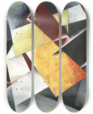 Triptych art skateboard deck of Lyubov Popova Painterlyarchitectonic_1 by Lyubov Popova (1889-1924)