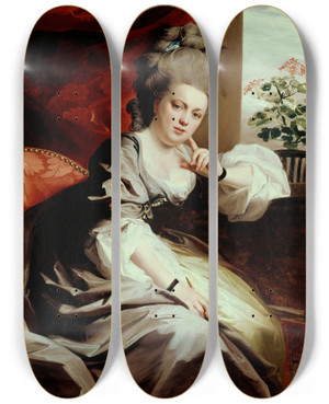 Triptych art skateboard deck of John Singleton Copley Mrs Clark Gayton by John Singleton Copley (1738-1815)