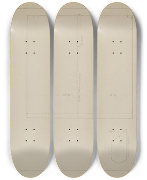 Triptych art skateboard deck of Bessie Forman Pattern For A Dress by Bessie Forman