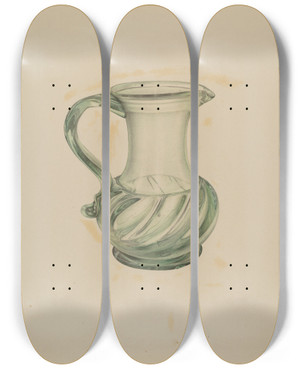 Triptych art skateboard deck of Marie Mitchell Pitcher by Marie Mitchell