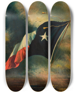 Triptych art skateboard deck of Harco Schutter Flag Of Texas by Harco Schutter (1864-1931)