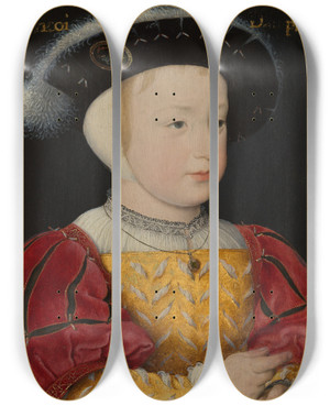 Triptych art skateboard deck of Jean Clouet The Dauphin Franois Son Of Franois I by Jean Clouet (1516-1541)