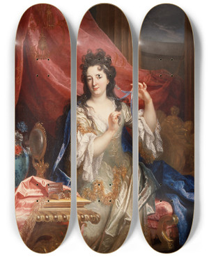 Triptych art skateboard deck of Nicolas De Largillire Portrait Of A Woman_2 by Nicolas de Largillire (1656-1746)