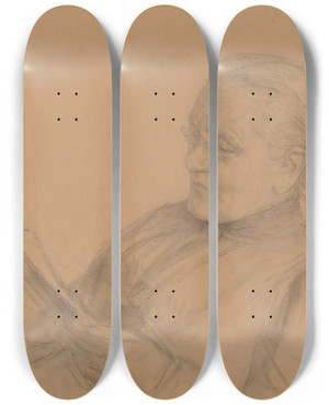 Triptych art skateboard deck of Jan Veth Portret Van Barendina Hermina Muhring Lezende by Jan Veth (1864-1925)