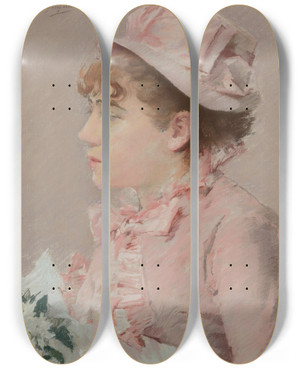 Triptych art skateboard deck of Eva Gonzals La Demoiselle Dhonneur by Eva Gonzales (1849-1883)
