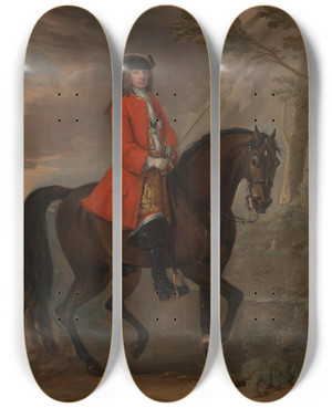 Triptych art skateboard deck of John Wootton Portrait Of A Man On Horseback_1 by John Wootton (1686-1765)